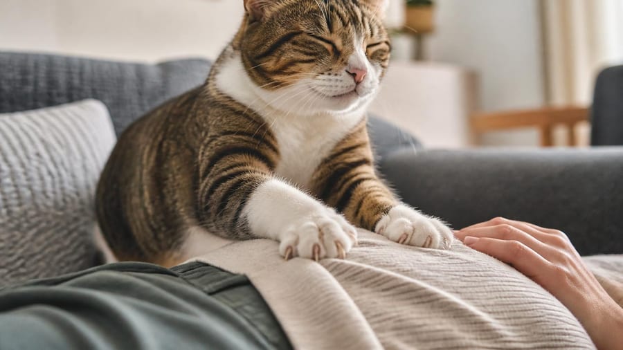 Votre chat vous pétrit le ventre et vous fondez de bonheur : ce que ses pattes répètent, c'est un appel de…