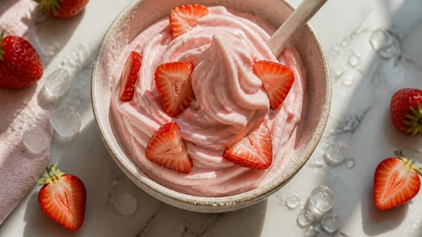 Ce yaourt glacé aux fraises coche tout pour les fortes chaleurs